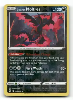 Galarian Moltres 093/203 - Evolving Skies Reverse Holo - Pokemon Card NM/M - Image 1
