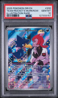 2025 POKEMON DRI EN-DESTINED RIVALS #200 TEAM ROCKET'S MURKROW PSA 10 - Image 1