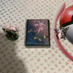 Pokemon Tcg Prismatic- Umbreon Espeon Figure, Pin And Sleeves Accessories Bundle - Image 1