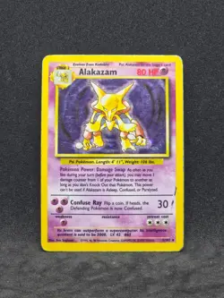 (2) Pokemon Base Set Alakazam 1/102 (MP/HP) - Image 1
