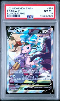 2021 POKEMON SWORD & SHIELD FUSION STRIKE #251 FULL ART/MEW V PSA 8 - Image 1