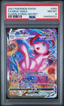 2021 POKEMON SWORD & SHIELD FUSION STRIKE SECRET #269 FULL ART/MEW VMAX PSA 8 - Image 1