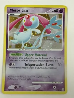 Pokemon TCG Mesprit 14/123 Holo Rare Mysterious Treasures - Swirl - Image 1