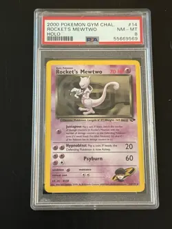 🌀2000 Pokemon Gym Challenge Ulmtd Rockets Mewtwo Holo Rare 14 PSA 8🌀HND SWIRL - Image 1