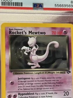 🌀2000 Pokemon Gym Challenge Ulmtd Rockets Mewtwo Holo Rare 14 PSA 8🌀HND SWIRL - Image 4