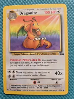 Pokemon TCG Dragonite Non-Holo Card 19/62 Fossil LP Vintage Rare - Image 1