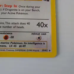 Dragonite 19/62 Fossil Set Non Holo Rare WOTC Pokemon Card LP - Image 4