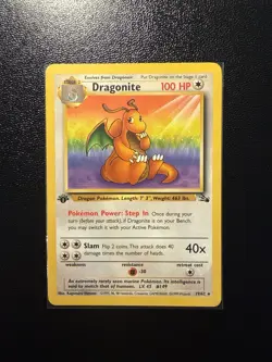 Pokemon Dragonite 19/62 Fossil 1st Edition Non-Holo Rare – Lightly Played (LP) - Image 1
