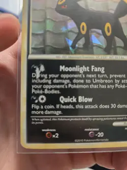 Umbreon 10/90 HGSS Undaunted Cracked Ice Holo Card MP - Image 2