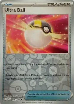 196/198 ULTRA BALL REVERSE HOLO SCARLET & VIOLET POKEMON CARD - Image 1