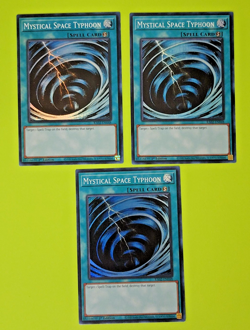 Yu-Gi-Oh Mystical Space Typhoon 1st Edition Super Rare RA02-EN048 Nm 3 card lot - Image 1