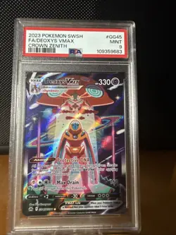 2023 Pokemon SWSH Crown Zenith Full Art #GG45 Deoxys Vmax Mint PSA 9 - Image 1