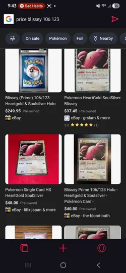 Pokemon Card Blissey Holo Rare, 106/123, Sleeved Since Childhood - Image 2