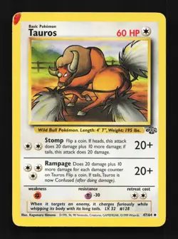 Tauros 47/64 LP Jungle English Pokemon Card TCG - Image 1