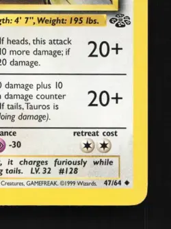 Tauros 47/64 LP Jungle English Pokemon Card TCG - Image 3