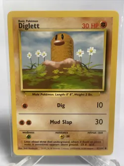 Diglett 47/102 Common Base Set Unlimited Pokemon 1999 WOTC Vintage NM - Image 2