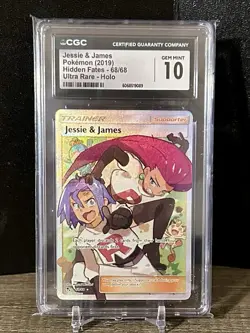 2019 Pokemon Hidden Fates Jessie & James 68/68 Ultra Rare CGC 10 - Image 1