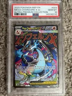 2025 POKEMON MEP EN-ME BLACK STAR PROMO #023 MEGA CHARIZARD X EX PSA 10 - Image 1
