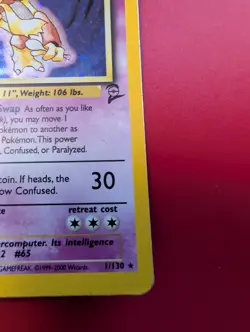 2000 Pokemon—Alakazam #1/130 Base Set 2—Holo Rare Holo (Damaged) - Image 4