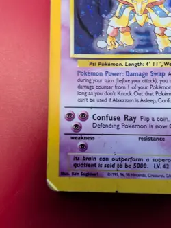 2000 Pokemon—Alakazam #1/130 Base Set 2—Holo Rare Holo (Damaged) - Image 5