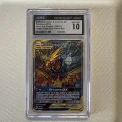 Pokemon TCG Moltres, Zapdos & Articuno GX – SM210 Stained Glass Promo – CGC 10 G - Image 1