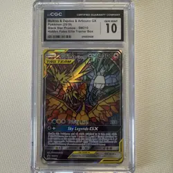 Pokemon TCG Moltres, Zapdos & Articuno GX – SM210 Stained Glass Promo – CGC 10 G - Image 2