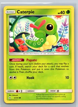 Caterpie 2/214 Unbroken Bonds Pokemon Card Grass Type Basic Pupate Ability TCG - Image 1