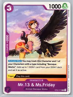 Mr.13 and Ms.Friday OP04-073 C Baroque Works One Piece Card Game Bandai OP04 - Image 1
