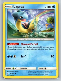 Lapras 36/236 Unified Minds Pokemon TCG Water Basic Mermaid's Call Surf Card - Image 1