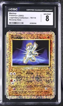 CGC 8 NM/MINT Machop 79/110 Legendary (collection) Reverse Holo Pokemon Card - Image 1