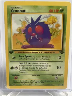 1st Edition Venonat 63/64 Common 1999 GAMEFREAK Jungle Pokemon Card LP/NM - Image 2