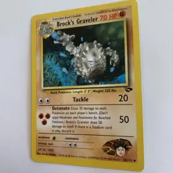 Gym Challenge 34/132 Brock's Graveler Pokemon UNLIMITED Card NM-LP Vintage - Image 2