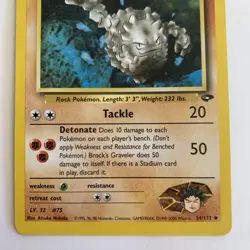 Gym Challenge 34/132 Brock's Graveler Pokemon UNLIMITED Card NM-LP Vintage - Image 5