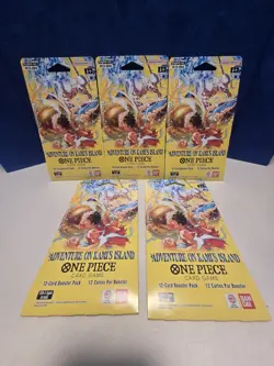 x5 One Piece Adventure On Kami's Island Trading Card Game Booster Packs x5 New - Image 1