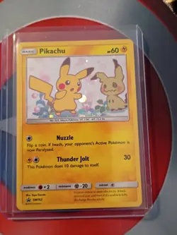 ⚡Pikachu & Mimikyu 2019 Sun and Moon Black Star Holo Promo SM162 Pokemon Card - Image 1