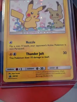 ⚡Pikachu & Mimikyu 2019 Sun and Moon Black Star Holo Promo SM162 Pokemon Card - Image 3