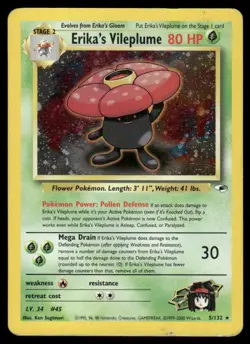 Pokemon Cards Erika's Vileplume 5/132 Unlimited Holo Gym Heroes Holo Rare MP *4 - Image 1
