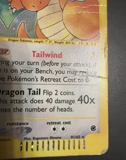 Pokemon Card- Dragonite-Expedition-Holo-9/165-Rare-ENG-E-reader-Poor - Image 5