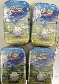 Pokemon TCG Tin Lot of 4 Sealed Storage Tins Featuring Totodile & Togepi - Image 1