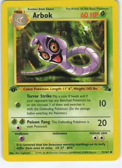 Arbok 31/62 Uncommon 1st Edition Fossil NM/LP Pokemon - Image 1