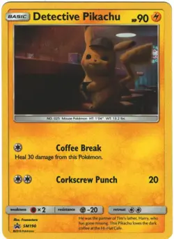 Detective Pikachu SM190 Sun & Moon Holo Rare Pokemon TCG - Image 1