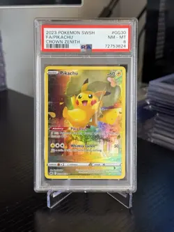Pokemon Pikachu Ultra Rare Full Art Holo PSA 8 GG30/GG70 Crown Zenith 2023 - Image 1