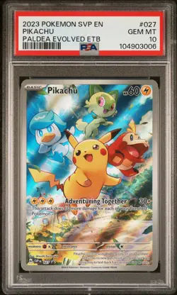 2023 POKEMON SVP EN-SV BLACK STAR PROMO #027 PIKACHU PSA 10 - Image 1