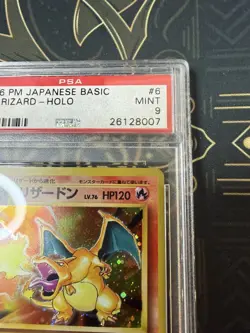 1996 POKEMON BASE SET JAPANESE #6 CHARIZARD-HOLO PSA 9 - Image 1