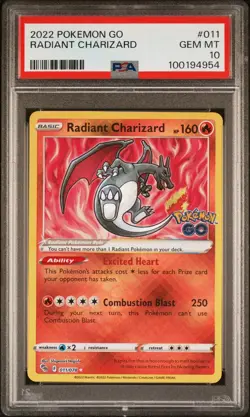 PSA 10 GEM MINT Radiant Charizard 011/078 Pokemon GO Holo - Image 1