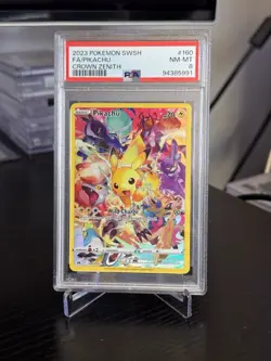 2023 POKEMON SWORD & SHIELD CROWN ZENITH #160 FULL ART/PIKACHU PSA 8 - Image 1
