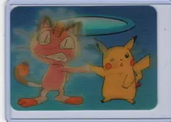 1998 Pokemon Viz Video Pikachu Meowth Lenticular Card PIKA-0032D/DVD Promo - Image 1