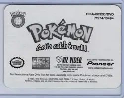 1998 Pokemon Viz Video Pikachu Meowth Lenticular Card PIKA-0032D/DVD Promo - Image 2