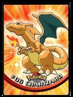 CHARIZARD #06 - BLACK LOGO - NON-HOLO - Series 1 - TOPPS POKEMON CARD - HP - Image 1