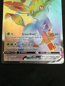 Pokemon Evolving Skies 2021 Leafeon VMAX Rainbow Secret Rare Card #204/203 NM - Image 3